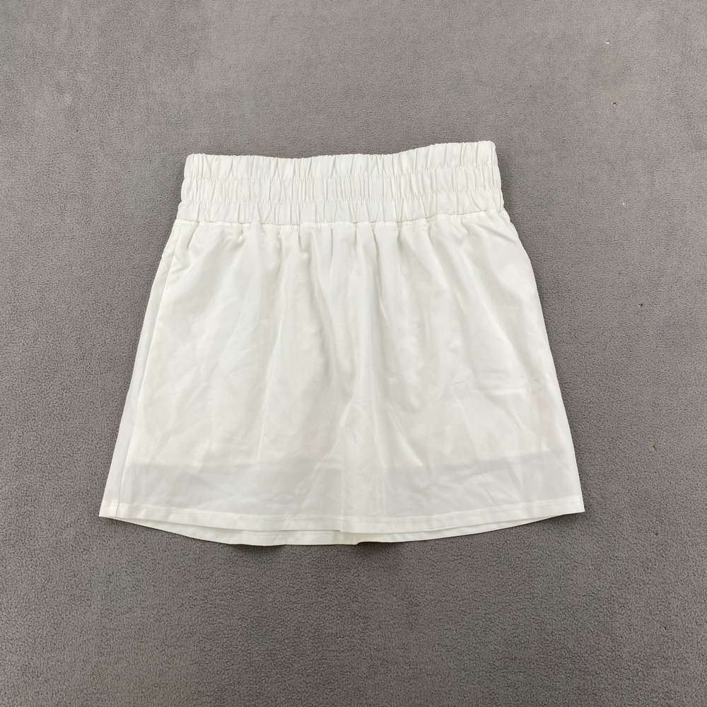 Pinspark White Athletic Skort Smocked Waist Active Mini Skirt Small